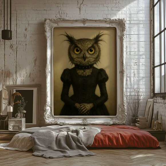 Original Victorian Owl Art Print + Digital Copy - Picture 3 of 10